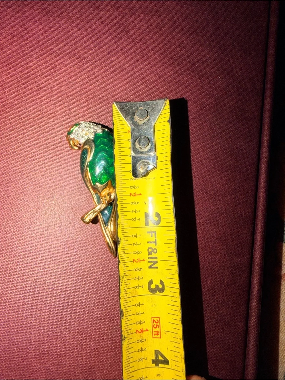 Vintage‎ Green Parrot Brooch with Crystal Accents